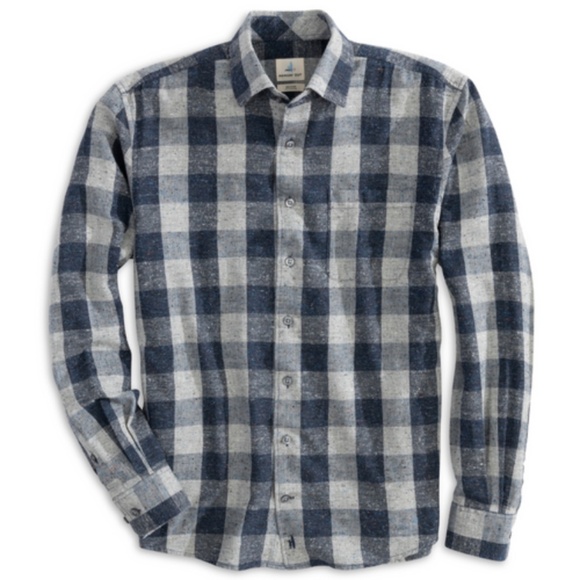 Johnnie O Flannel Shirt XL Plaid Silk Wool Surf Button Down Beach Fisherman Fall - Picture 13 of 13